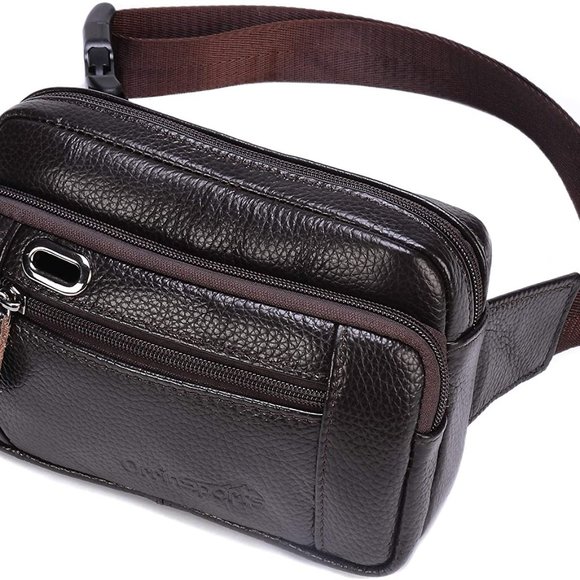 NWOT - WOMENS GENUINE LEATHER WAIST BAG HAS MULTIPLE POCKETS & PHONE GROMMET - Picture 3 of 16